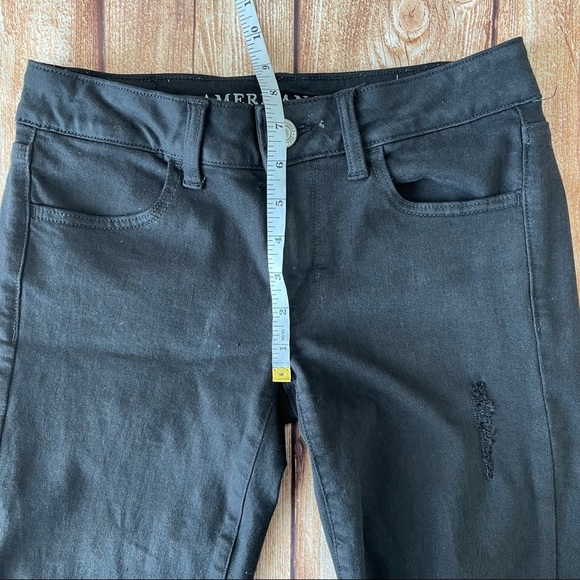 American Eagle Super Stretch X Black Distressed Jeggings size 2 regular - Picture 12 of 14